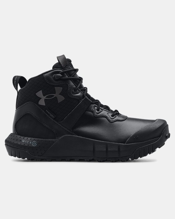 Women's UA Micro G® Valsetz Mid Leather Waterproof Tactical Boots, Black, pdpMainDesktop image number 0
